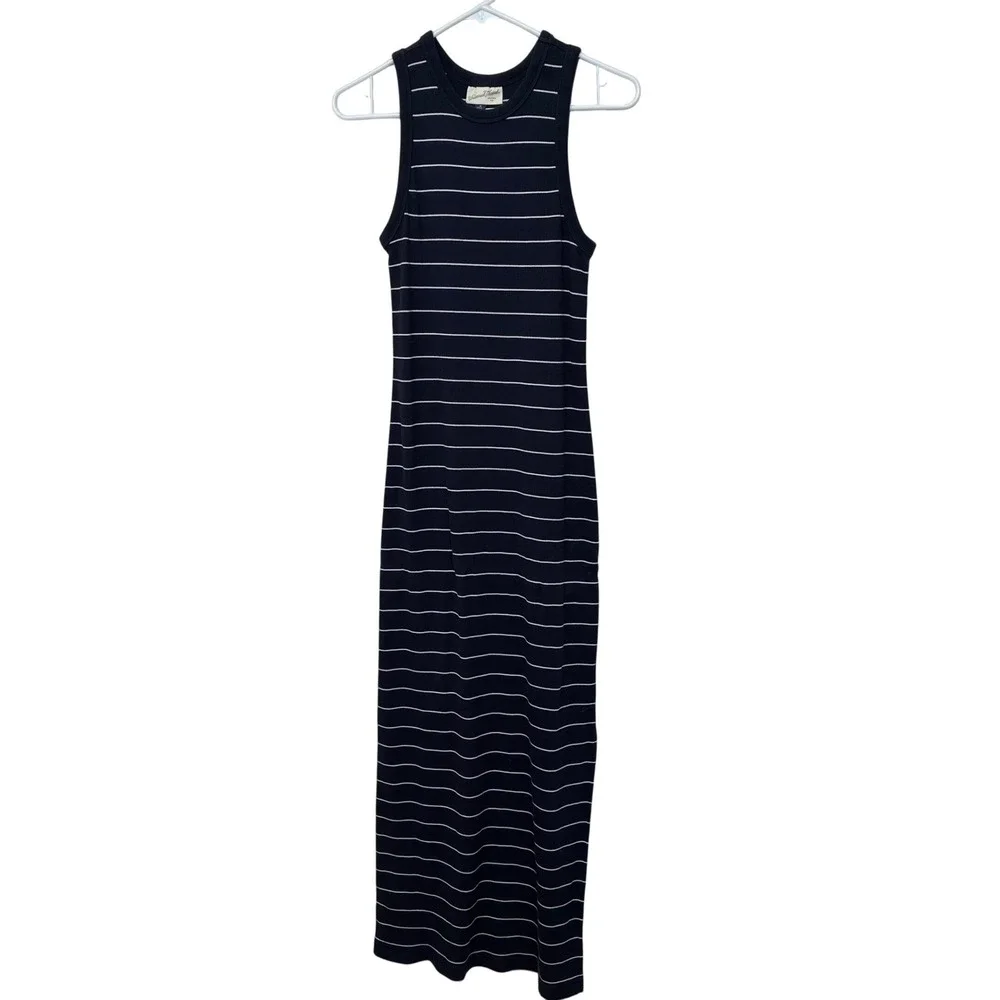 Universal Thread Navy White Striped Ribbed Bodycon Maxi‎ Sundress Medium Coastal